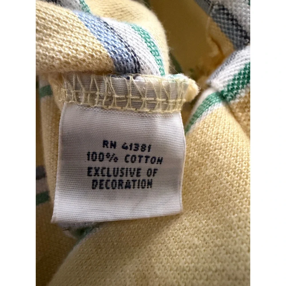 Polo Ralph Lauren Mens Custom Fit Striped Polo Shirt Yellow Blue Green Large